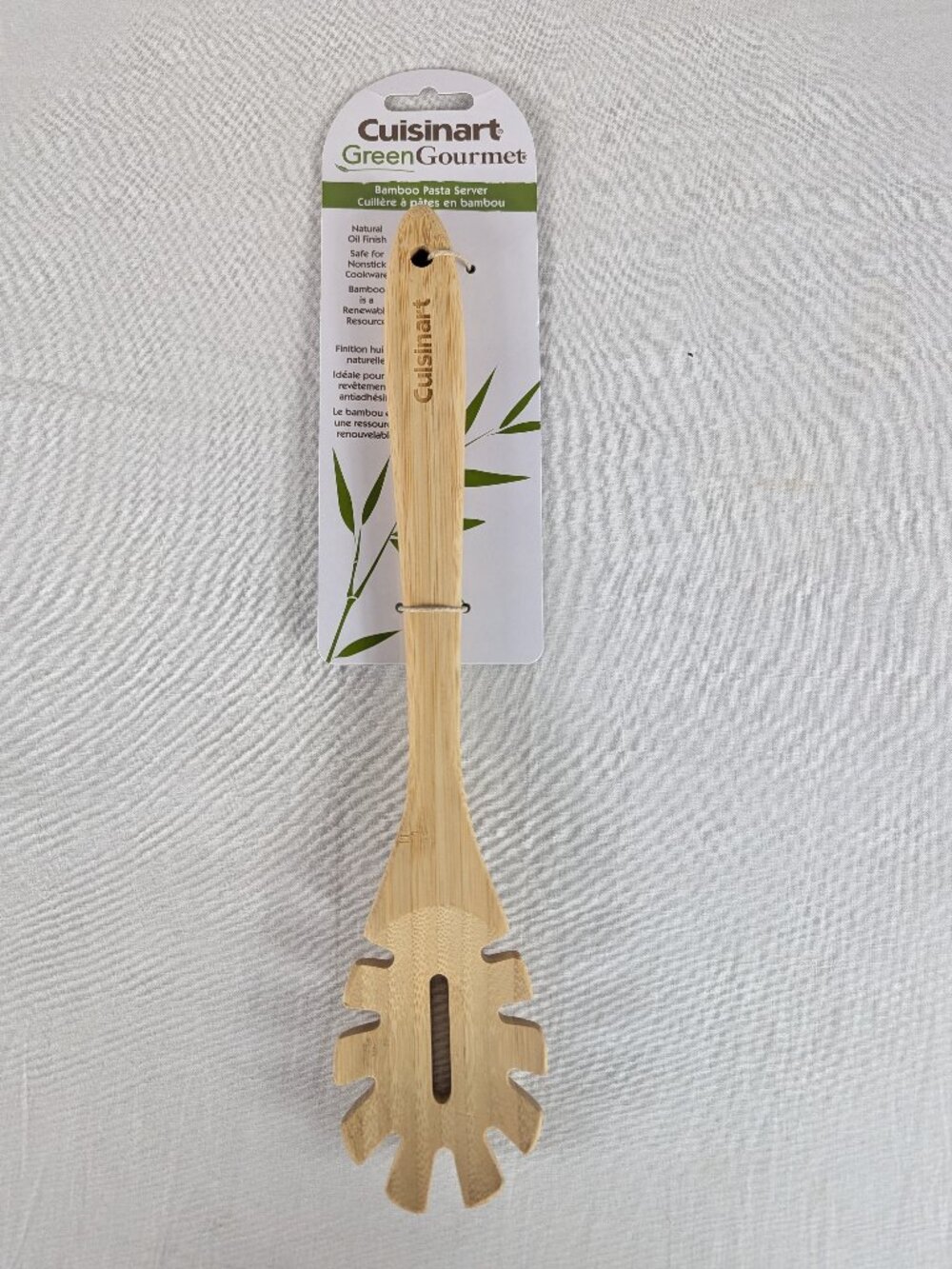 Cuisinart Green Gourmet Bamboo Pasta Server Slotted Spoon Non-Stick Cookware NEW